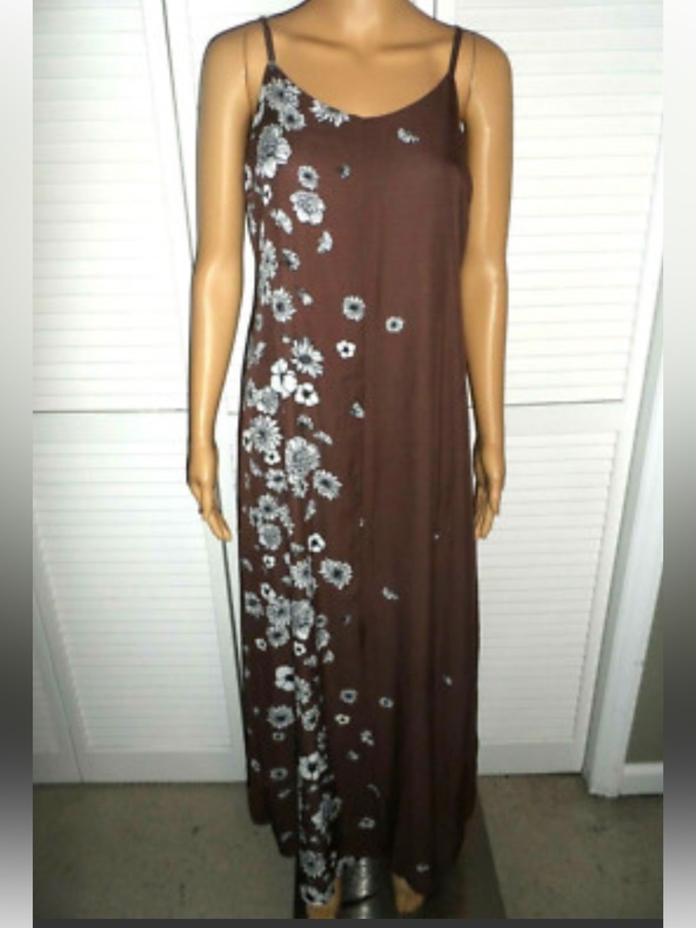Charming Charlie Size S brown and white floral sleeveless maxi dress, women NWO